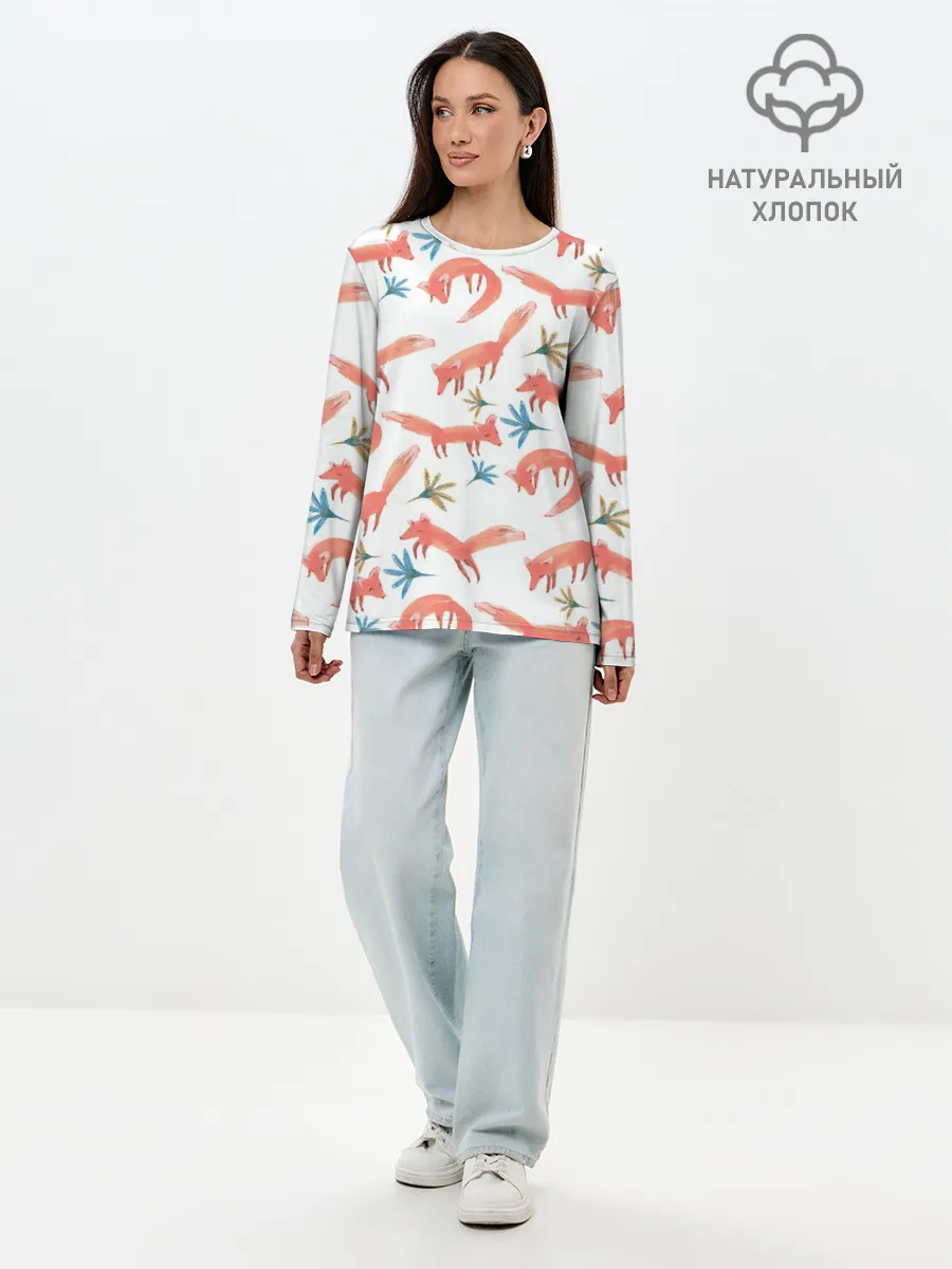Лонгслив женский. Хлопок / Fox Pattern