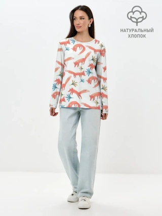Лонгслив женский. Хлопок / Fox Pattern