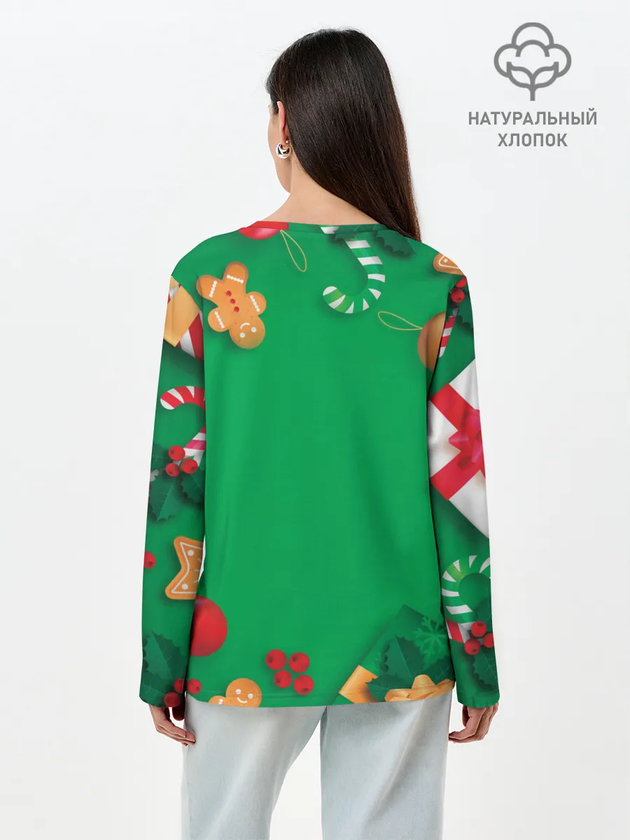 Лонгслив женский. Хлопок / Новогодний Sherlock