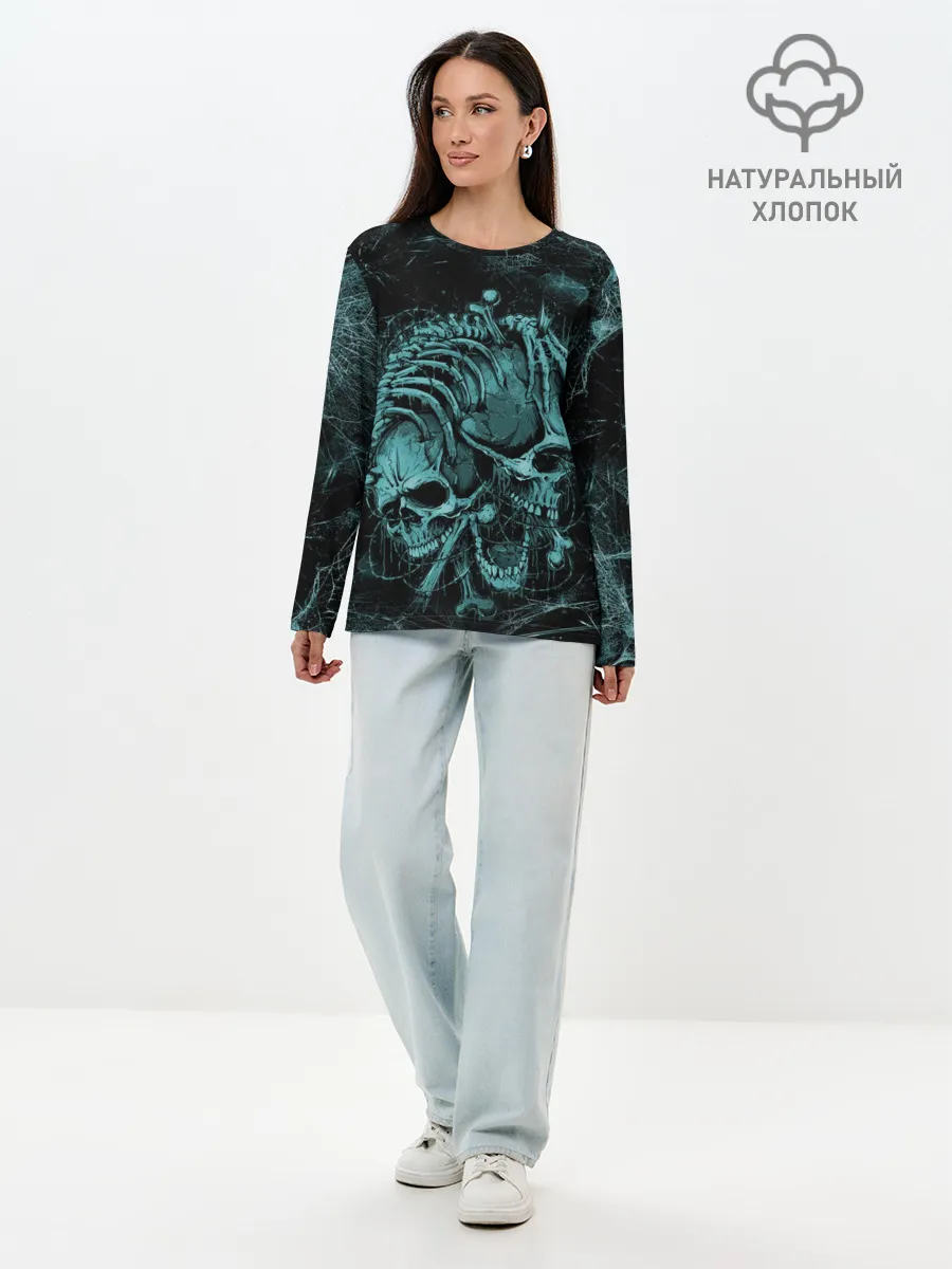Лонгслив женский. Хлопок / two skulls