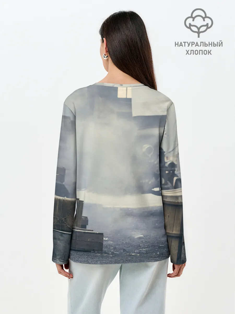 Лонгслив женский. Хлопок / Острые козырьки