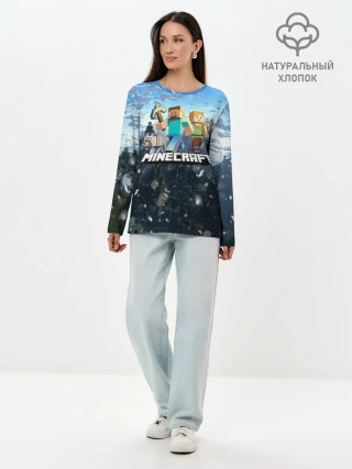 Лонгслив женский. Хлопок / Minecraft / Майнкрафт