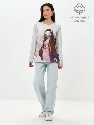 Лонгслив женский. Хлопок / Nezuko Kamado
