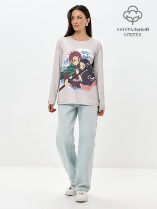 Лонгслив женский. Хлопок / Tanjirou & Nezuko