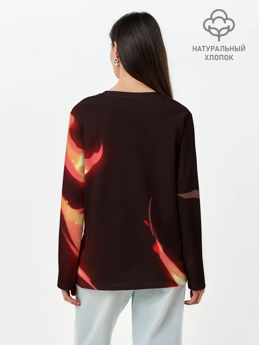 Лонгслив женский. Хлопок / Клинок рассекающий демонов