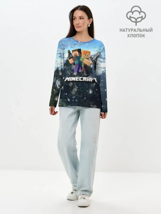 Лонгслив женский. Хлопок / Minecraft / Майнкрафт