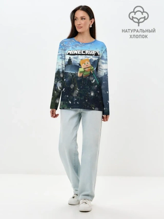 Лонгслив женский. Хлопок / Minecraft / Майнкрафт