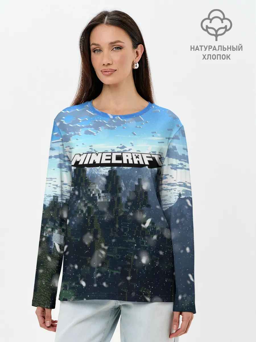 Лонгслив женский. Хлопок / Minecraft / Майнкрафт