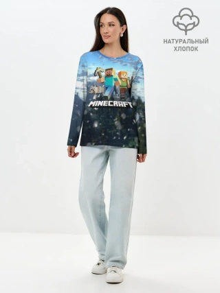 Лонгслив женский. Хлопок / Minecraft / Майнкрафт