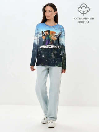 Лонгслив женский. Хлопок / Minecraft / Майнкрафт