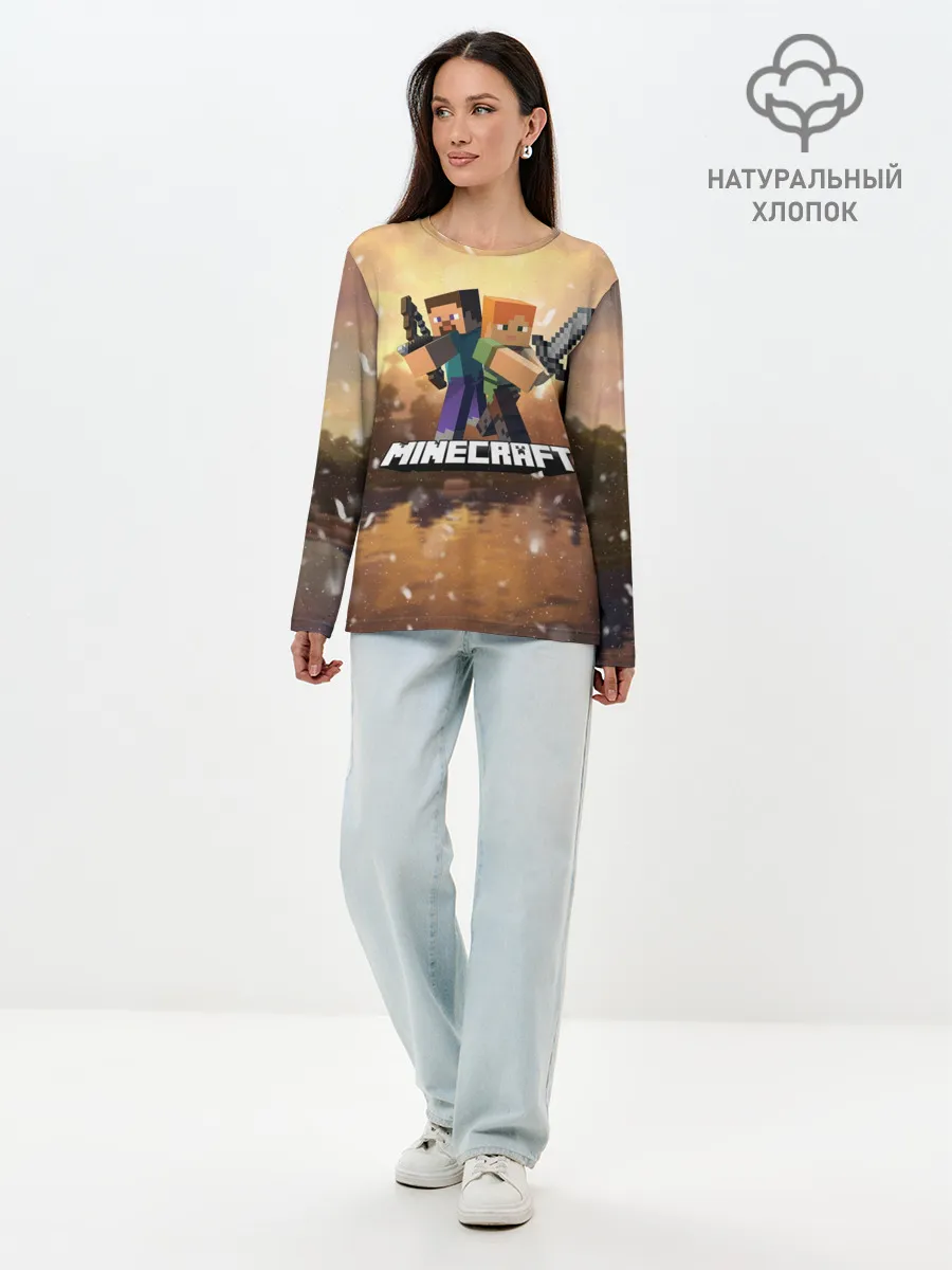Лонгслив женский. Хлопок / Minecraft / Майнкрафт