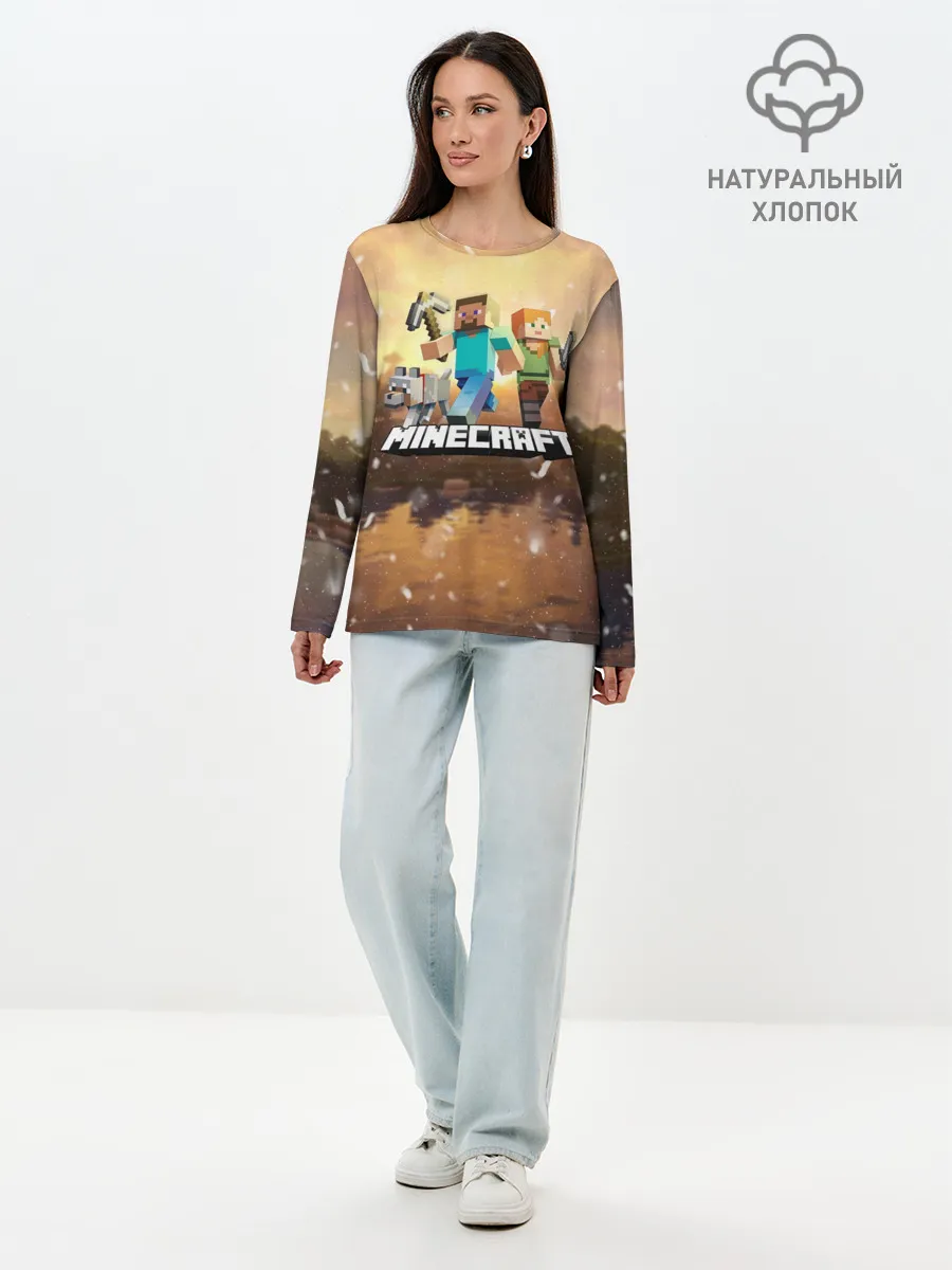 Лонгслив женский. Хлопок / Minecraft / Майнкрафт