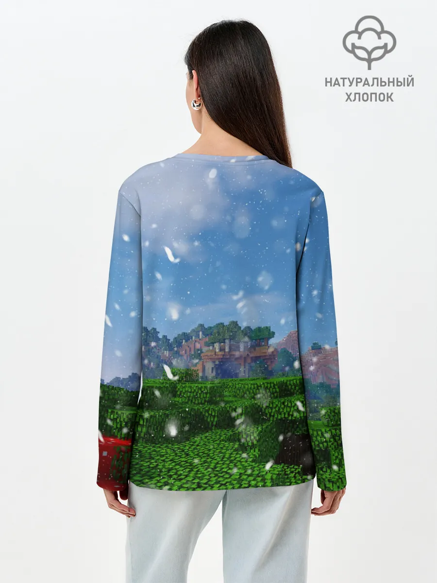 Лонгслив женский. Хлопок / Minecraft / Майнкрафт