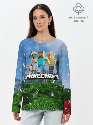 Лонгслив женский. Хлопок / Minecraft / Майнкрафт