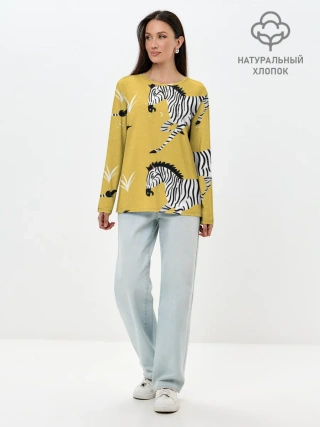 Лонгслив женский. Хлопок / Зебра АРТ