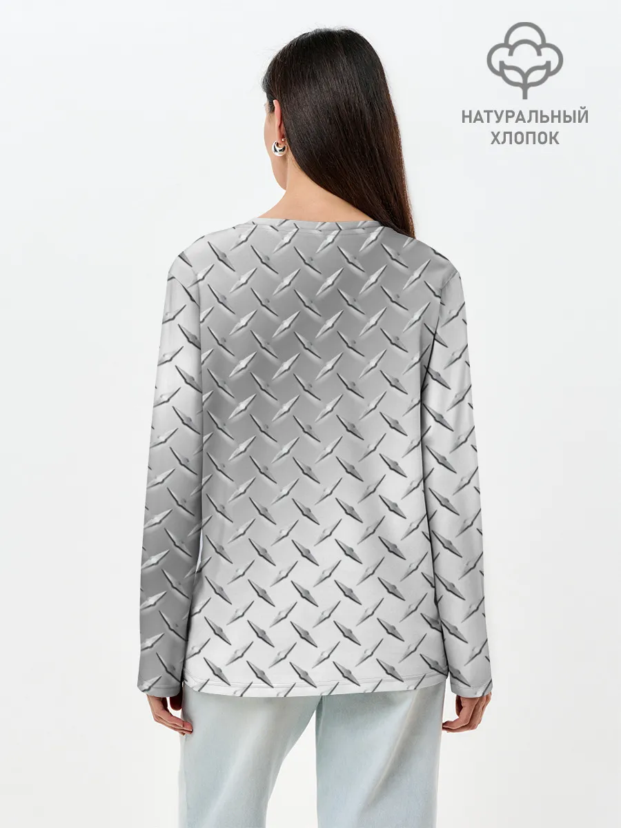 Лонгслив женский. Хлопок / Рифлёный металл