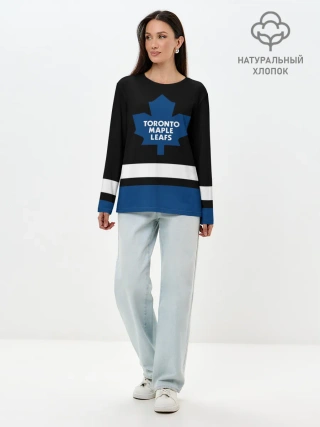 Лонгслив женский. Хлопок / Торонто Мейпл Лифс