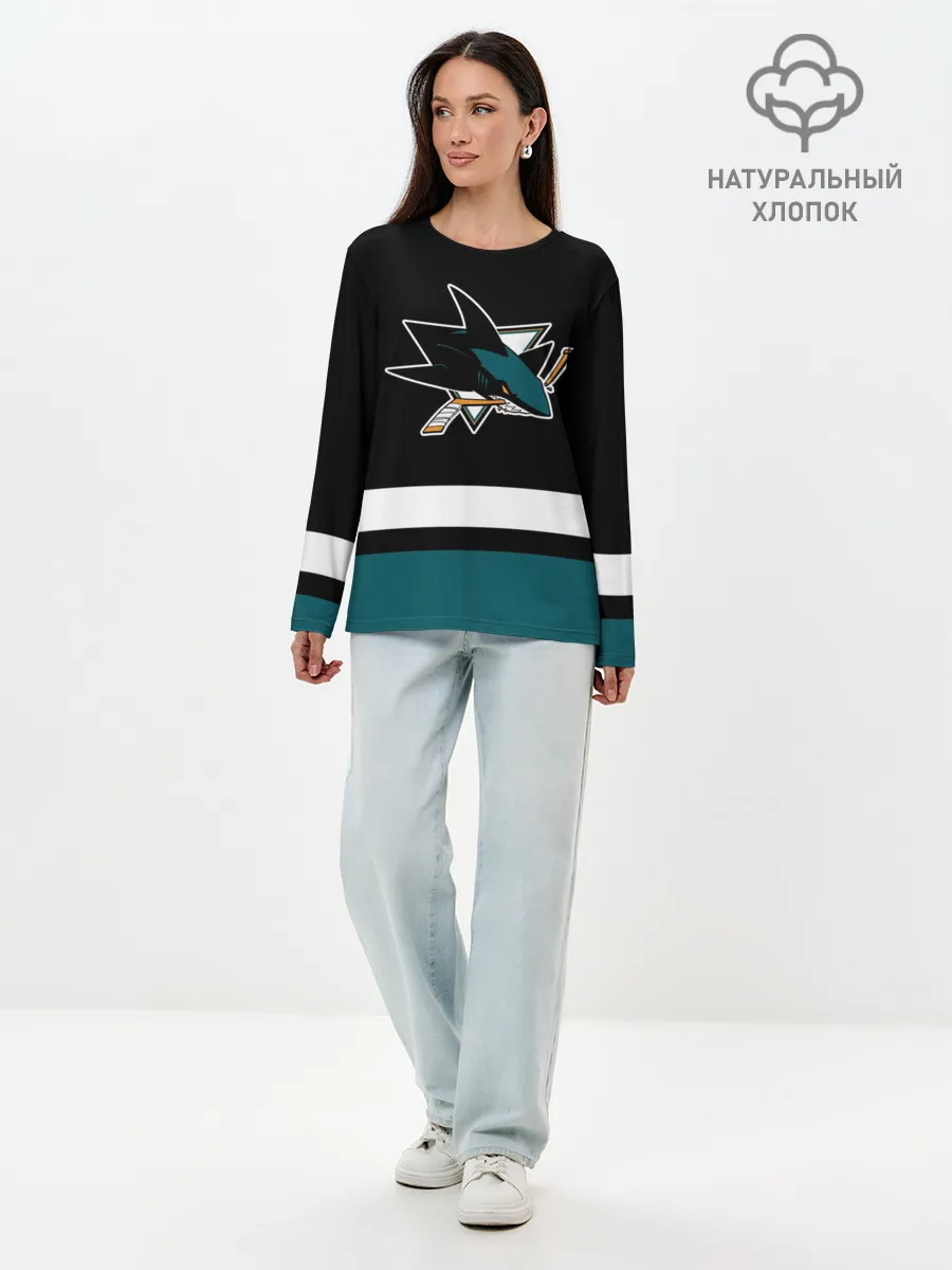 Лонгслив женский. Хлопок / Сан-Хосе Шаркс