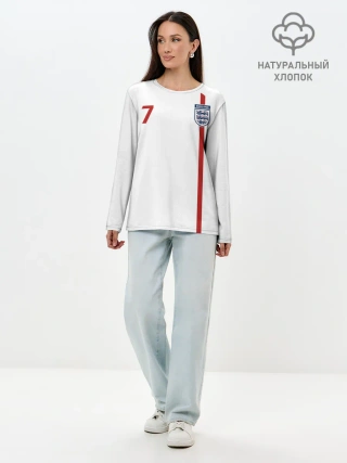 Лонгслив женский. Хлопок / Дэвид Бекхэм Англия Ретро