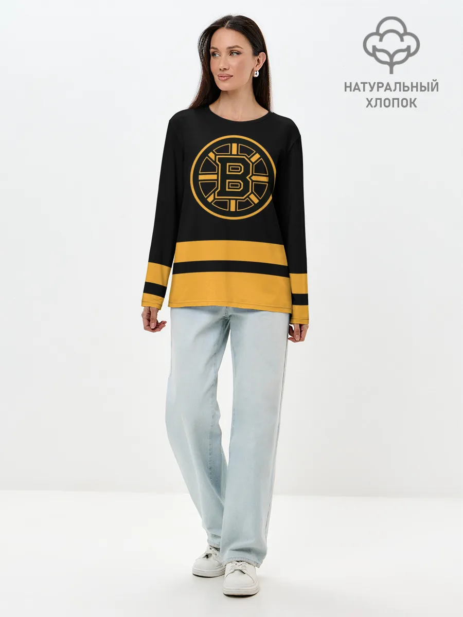 Лонгслив женский. Хлопок / Бостон Брюинз НХЛ