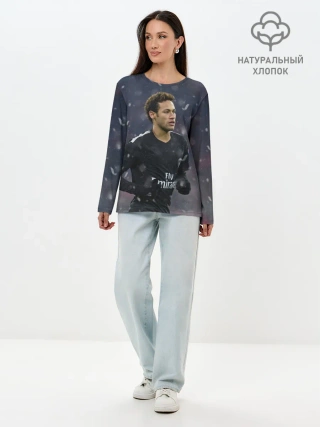 Лонгслив женский. Хлопок / Неймар ПСЖ