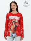 Лонгслив женский. Хлопок / FORTNITE НОВОГОДНИЙ.