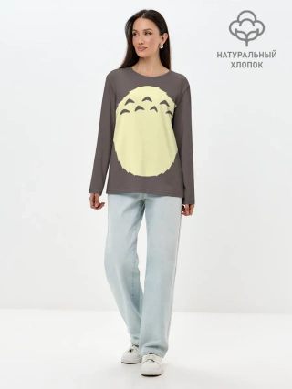 Лонгслив женский. Хлопок / Животик Тоторо
