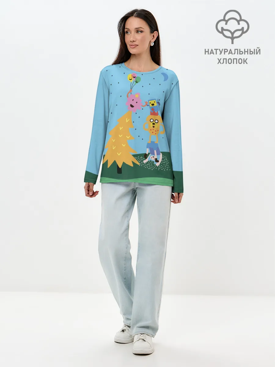 Лонгслив женский. Хлопок / Время приключений Ёлка