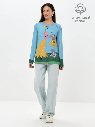 Лонгслив женский. Хлопок / Время приключений Ёлка