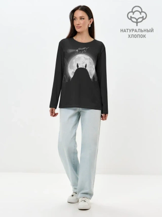 Лонгслив женский. Хлопок / Лунный Тоторо