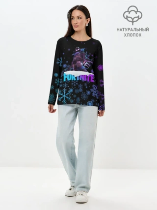 Лонгслив женский. Хлопок / FORTNITE НОВОГОДНИЙ.