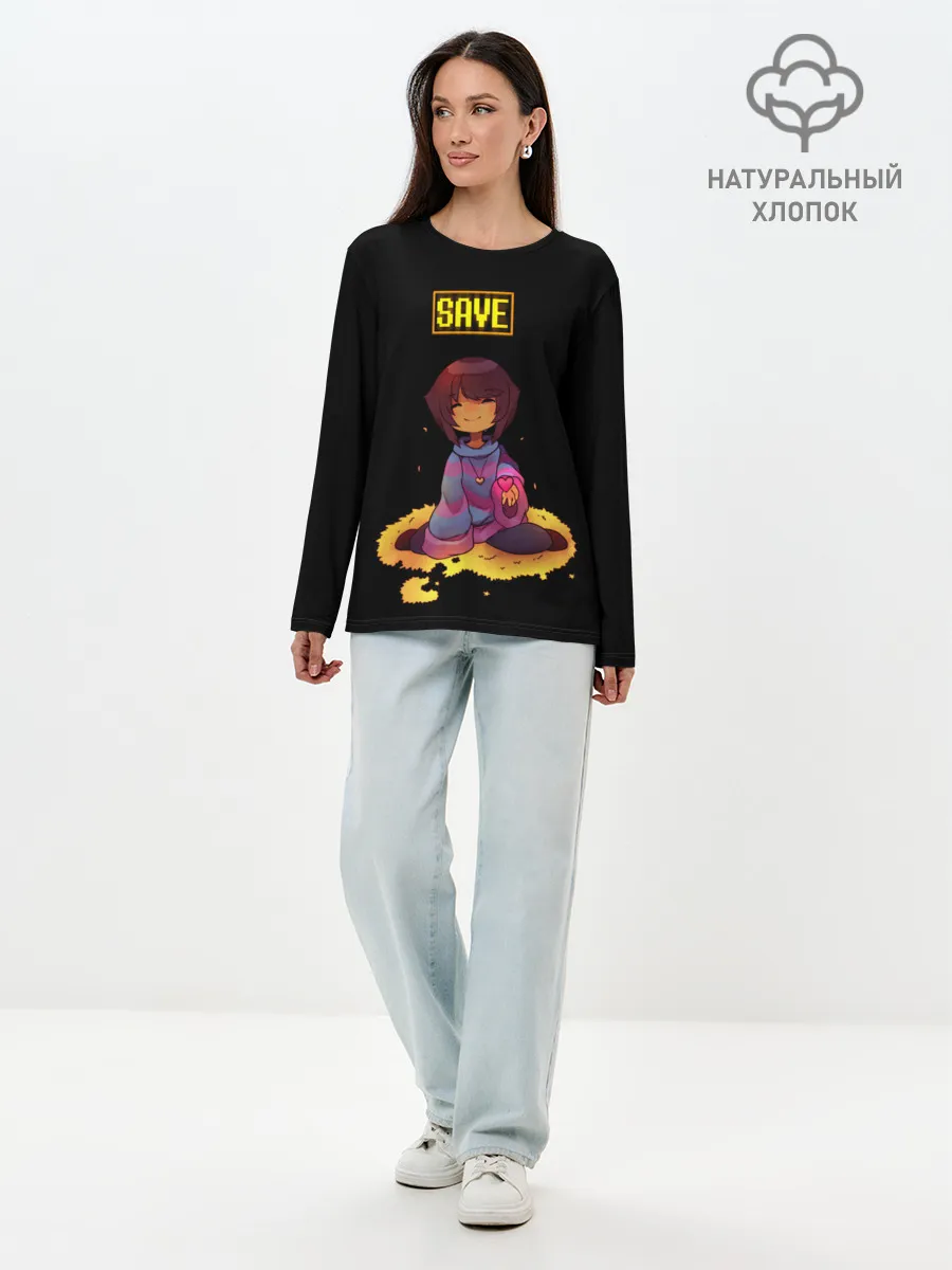 Лонгслив женский. Хлопок / UNDERTALE FRISK