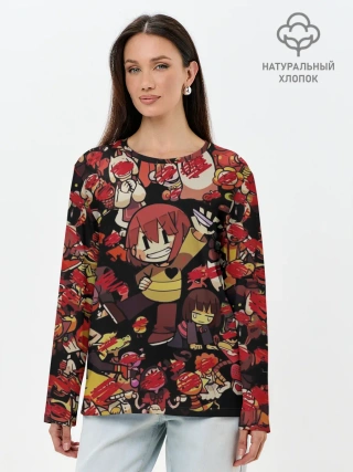 Лонгслив женский. Хлопок / UNDERTALE CHARA