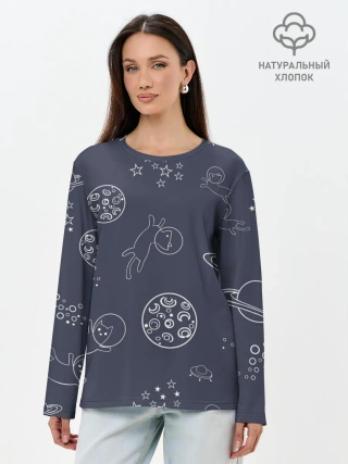 Лонгслив женский. Хлопок / Космо киски