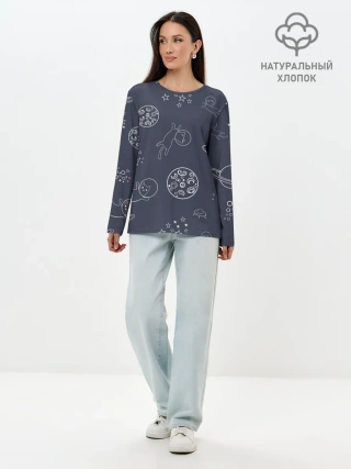 Лонгслив женский. Хлопок / Космо киски