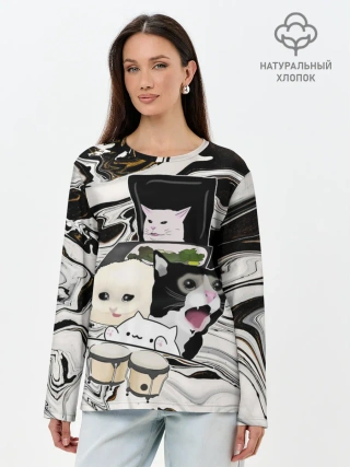 Лонгслив женский. Хлопок / woman yelling at cat