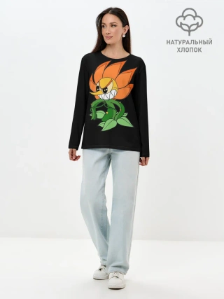 Лонгслив женский. Хлопок / Cuphead - Кэгни Гвоздика