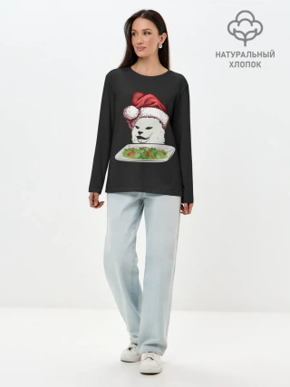 Лонгслив женский. Хлопок / Woman Yelling at Cat