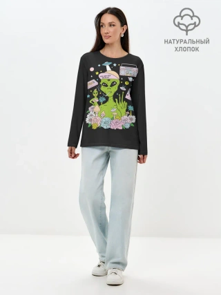 Лонгслив женский. Хлопок / I want to believe