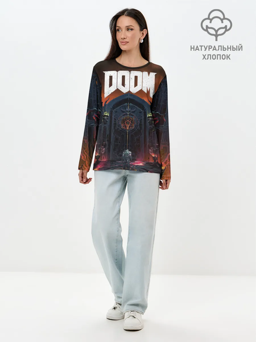 Лонгслив женский. Хлопок / DOOM - Hellgate