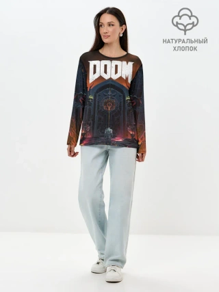 Лонгслив женский. Хлопок / DOOM - Hellgate