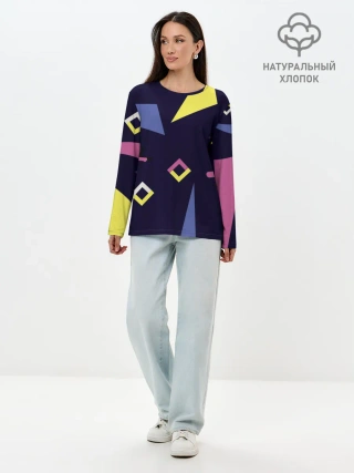 Лонгслив женский. Хлопок / Танец геометрии