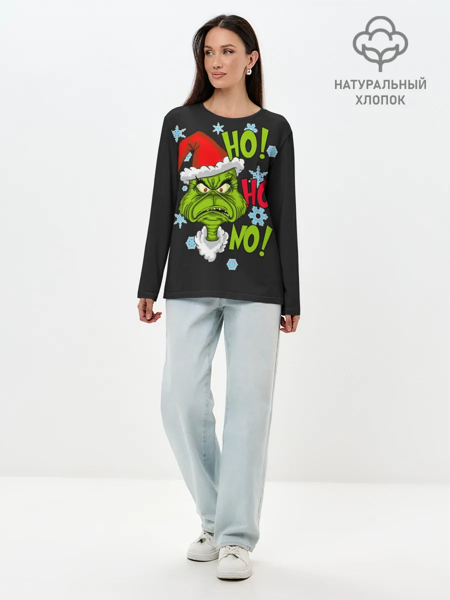 Лонгслив женский. Хлопок / Grinch Face No! No! No!