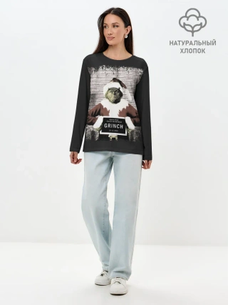 Лонгслив женский. Хлопок / Гринч