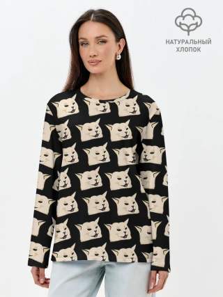 Лонгслив женский. Хлопок / woman yelling at cat