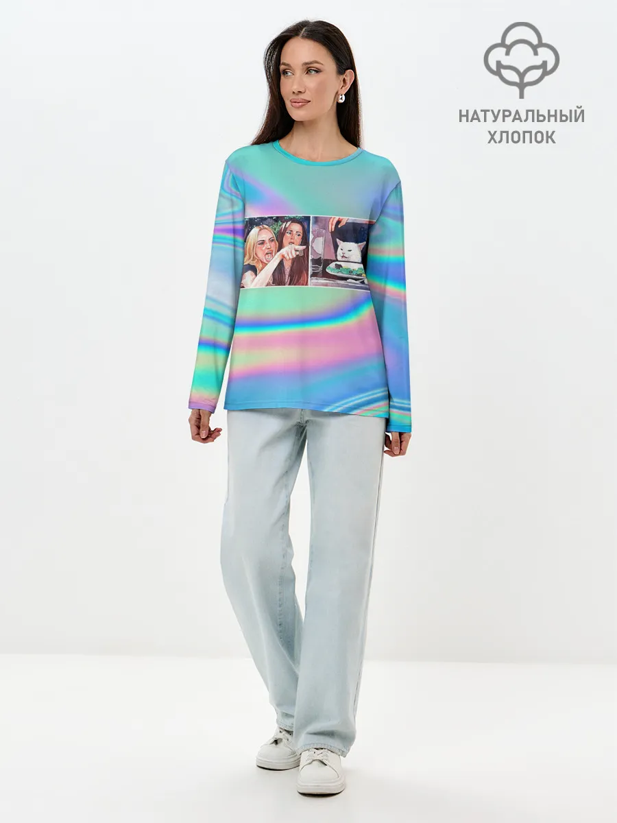 Лонгслив женский. Хлопок / woman yelling at cat