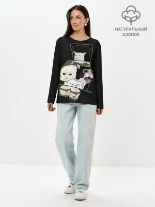 Лонгслив женский. Хлопок / woman yelling at cat