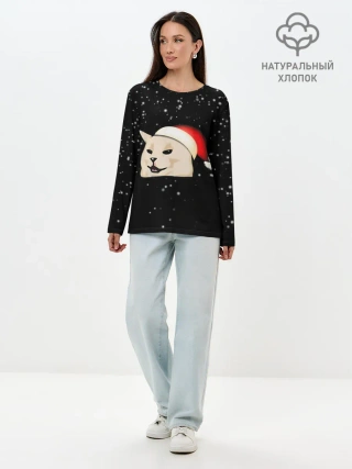 Лонгслив женский. Хлопок / woman yelling at cat