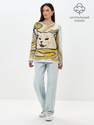 Лонгслив женский. Хлопок / woman yelling at cat