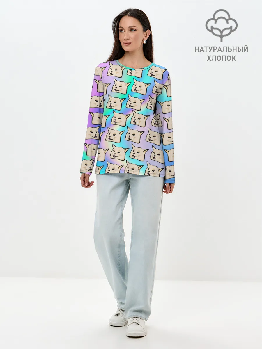 Лонгслив женский. Хлопок / woman yelling at cat